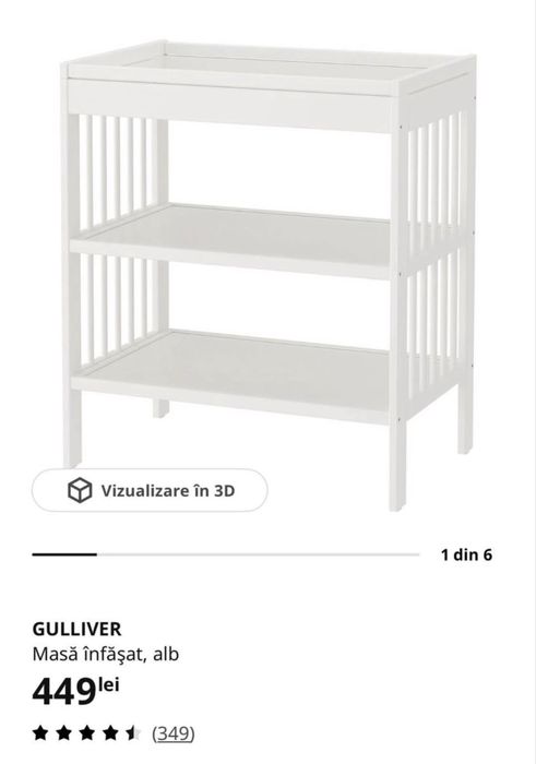 Măsuță de înfășat Gulliver Ikea cu salteluta si huse