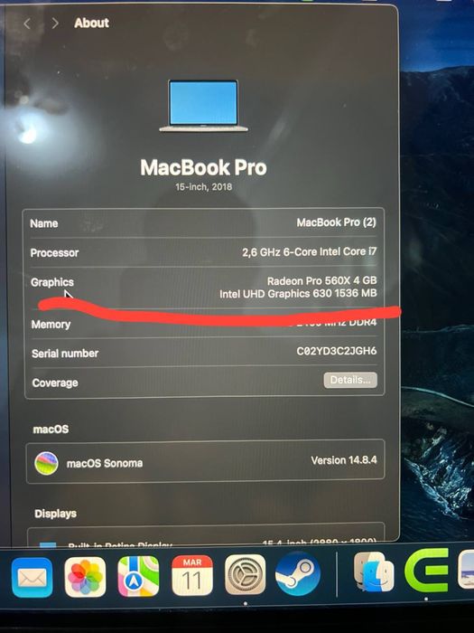 MacBook pro 2018 with touchbar 15.4”