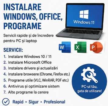Instalare Windows, Office, programe și optimizare PC/Laptop