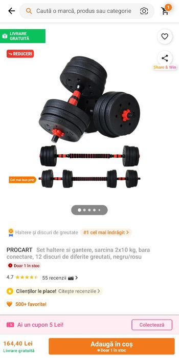 Set gantere , bara 20 kg