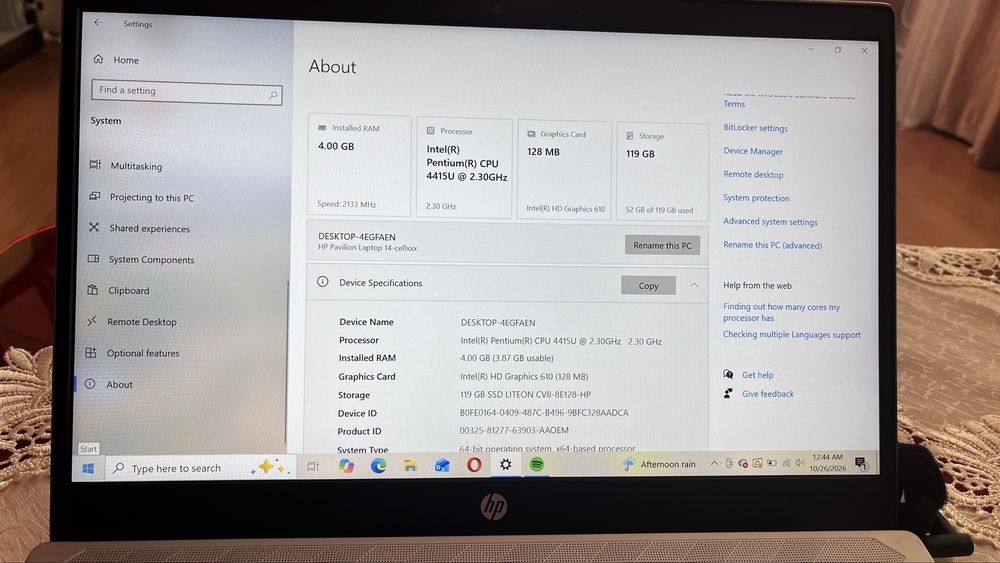 Laptop HP Pavilion 14 - Intel Pentium 4415U / 4GB RAM / 128GB SSD. Pret negociabil