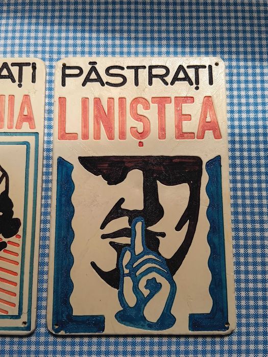 Placute vechi Protectia muncii, reclame vechi Romanesti, de colectie din perioada comunista RSR, Rare