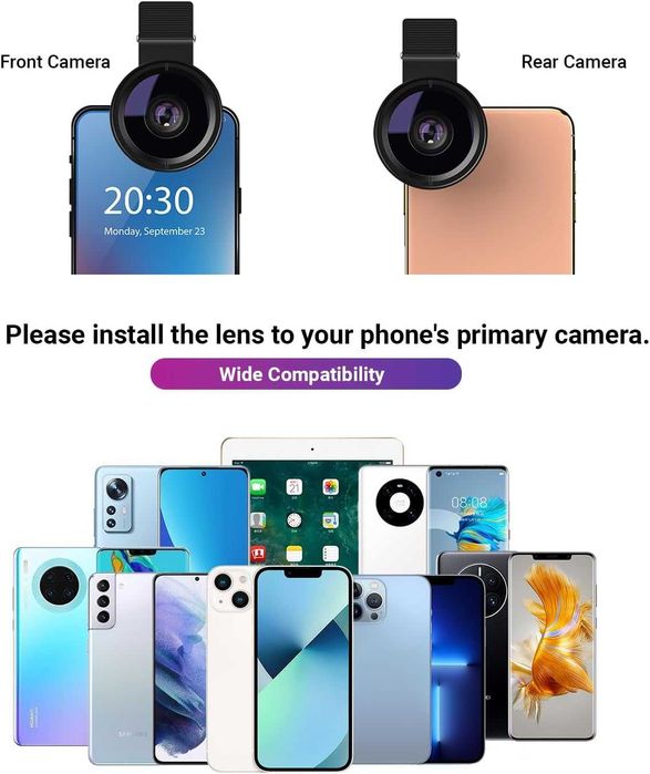 Lentila 2-in-1 macro 12.5x si wide angle 0.45x cu clip pentru telefon