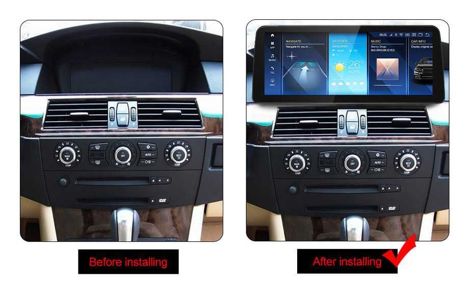 Navigatie Bmw E60 E61 E90 4/8 GB RAM Android 14 Carplay CAMERA MONTAJ
