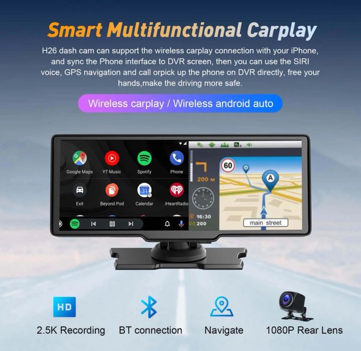 XGODY H26 10.26 инча автомобилен дисплей CarPlay Android Auto 1080P