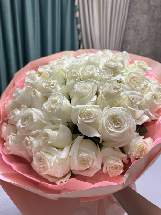 букет белые розы 51 штук