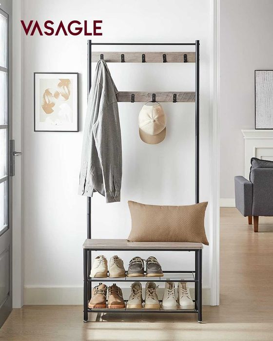 Cuier multifunctional 70x32x175 cm, cu 9 carlige,