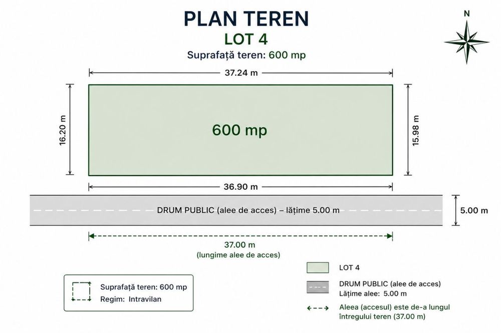Teren intravilan de 1200 mp, utilități disponibile