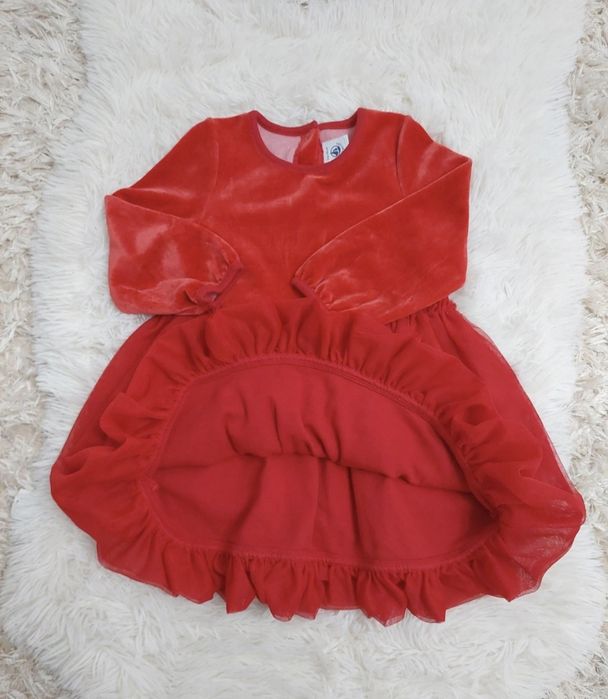 Rochiță Petit Bateau/ catifea +Tull/ 86 cm 24 M