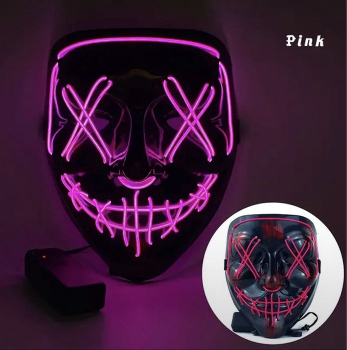 Хэллоуинская неоновая светодиодная маска ужаса maska punk Halloween