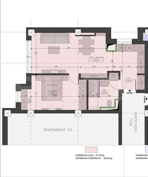 Apartament Ultracentral cu 2 Camere, 47.10mp Utili — fotografia 1