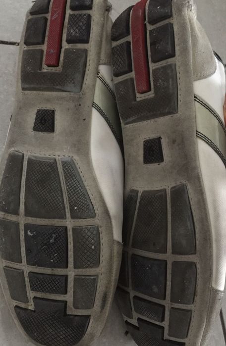 Оригинални мъжки обувки Прада Prada бели плат и велур