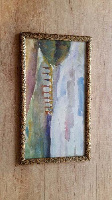 Мостче в морето. Акварел с много хубава рамка със стъкло отлред.