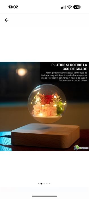 Glob Plutitor Konmann Cu Levitatie Magnetica, Rotire 360°, Iluminare