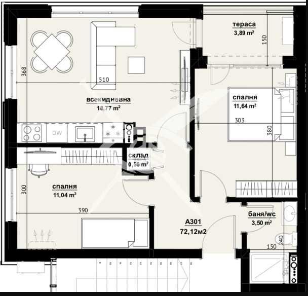 Тристаен апартамент в Изгрев 799-23601