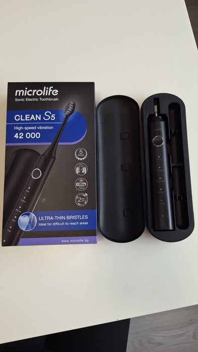 2бр Microlife Clean S3 и S5 Звукова електрическа четка за зъби черна