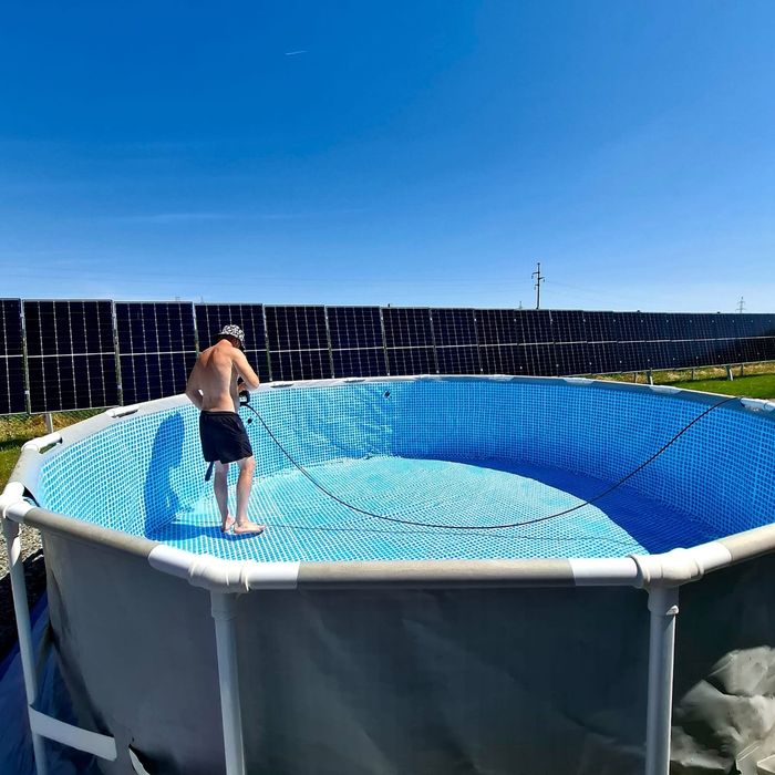 Piscina rotunda cu cadru metalic  457 x H107 cm, scara acces