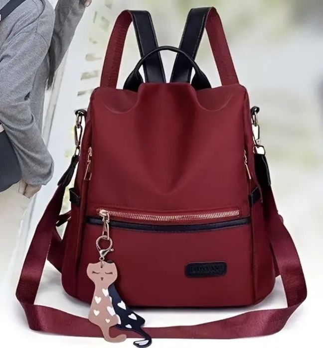 Нова  дамска текстилна раница със задно отваряне против кражба с висул