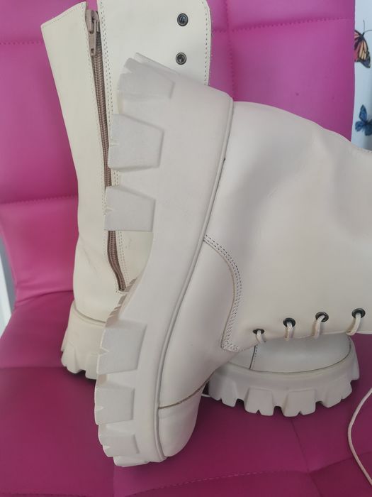 Botine bej piele ecologica