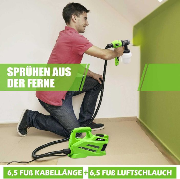 REDUS de la 450RON, Pistol (statie) vopsit (cui si interior metalic) cu baza 800W si 1100 ml/min, 4 duze diferite - ideal si lavabila