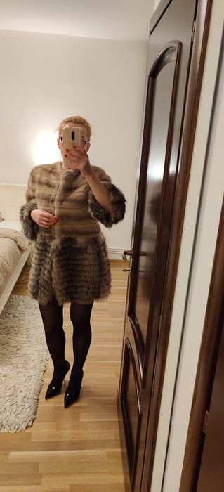 Haina blana nurca&vulpe argintie mărime xs/s