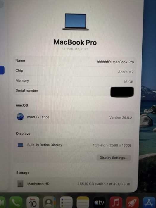 MacBook Pro M2, 13'', 16GB (2022)