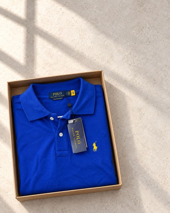 OFERTA! Tricou polo Ralph Lauren albastru Custom Slim Fit marime L