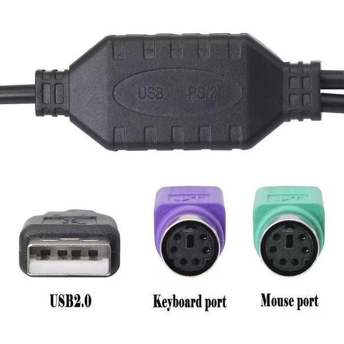 Преходник USB мъжки към двоен PS/2 PS2 женски адаптер клавиатура,мишка