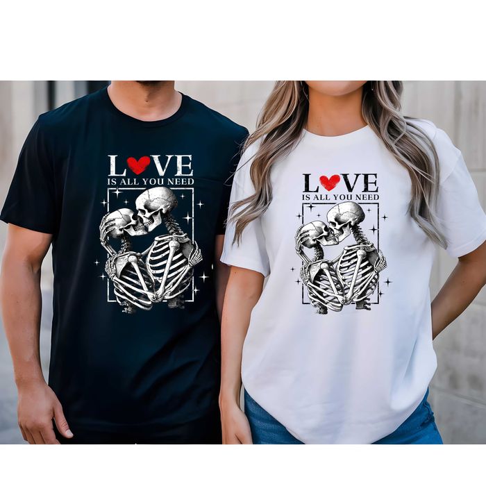 Тениски за двойки със скелети Love Never Die