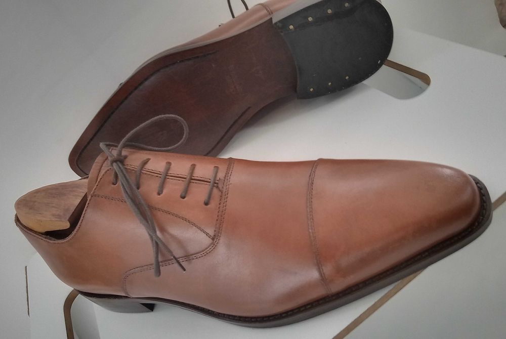 Pantofi oxford de lux lucrati manual J. Bradford 43 piele naturala