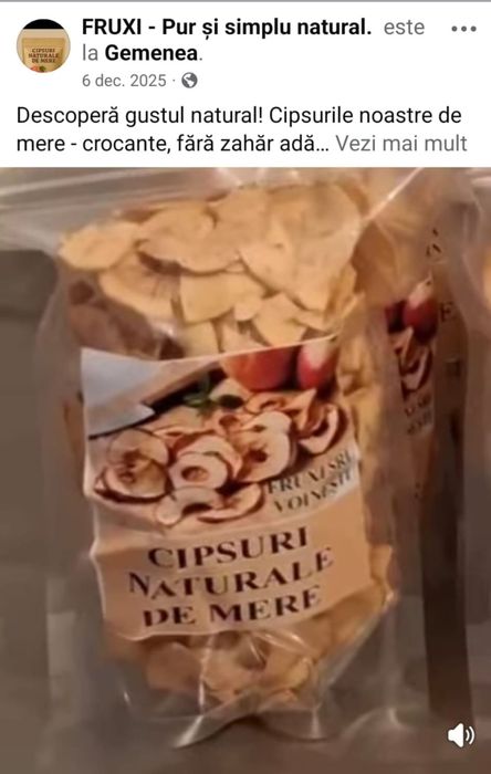 Suc de mere natural și cipsuri de mere