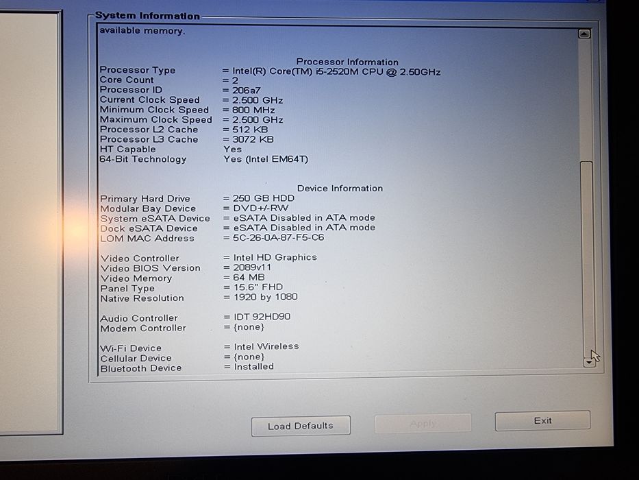 DELL latitude E6520