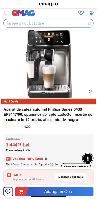 Aparat NOU  cafea Philips Series 5400- ESPRESSO EP5447/90