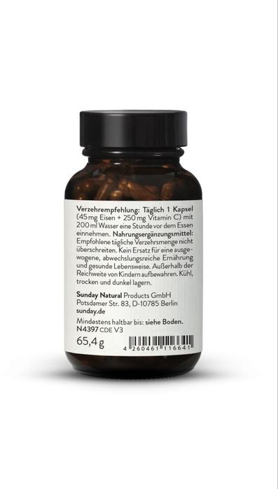 Temir - gemoglabin va ferritin uchun Sunday Natural Germaniya