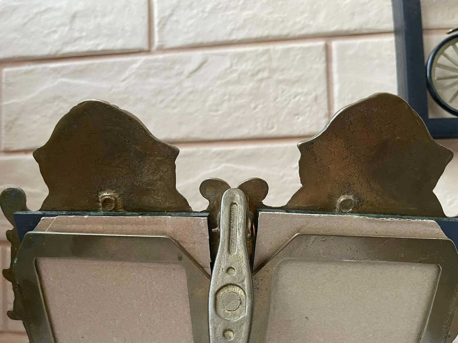 Красиво месингово двойно огледало на стойка от Англия