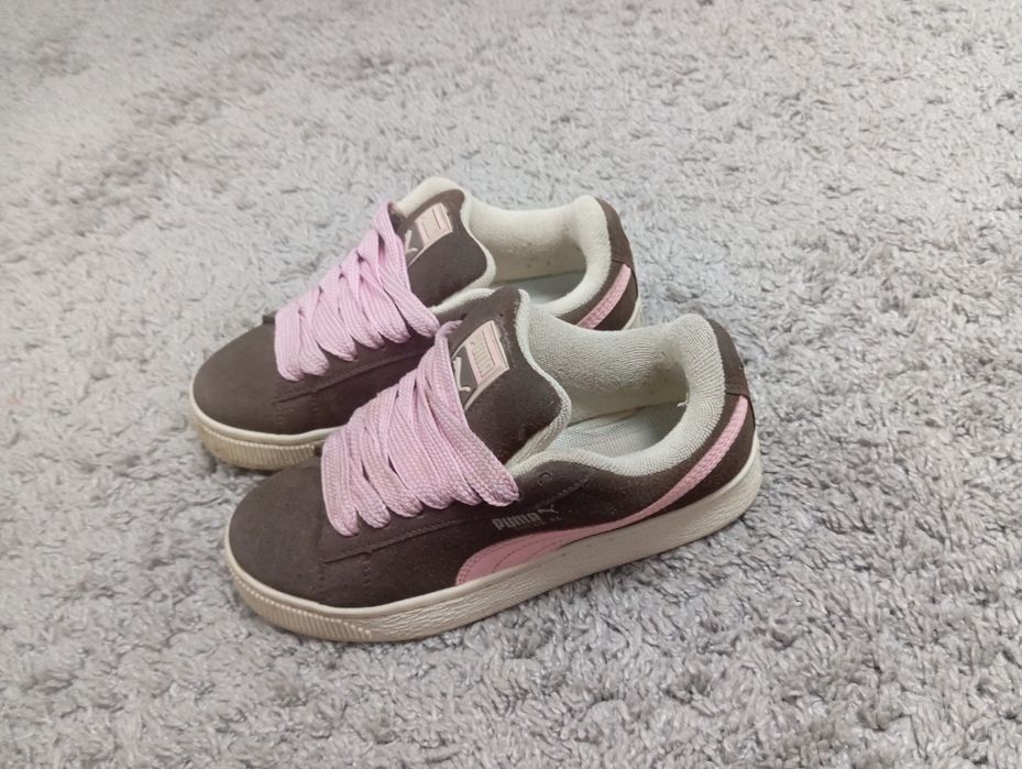 Кеды дутыши Puma коричневые с розовым