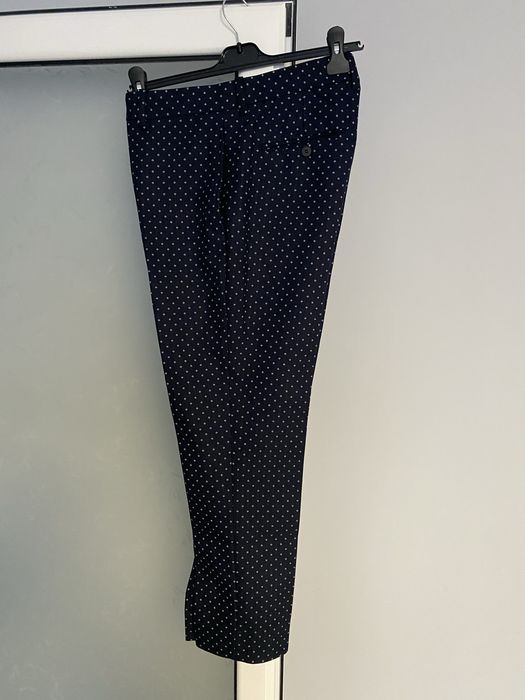 Pantaloni de barbati H&M  slim fit, mar 34/36, bleumarin cu model romb