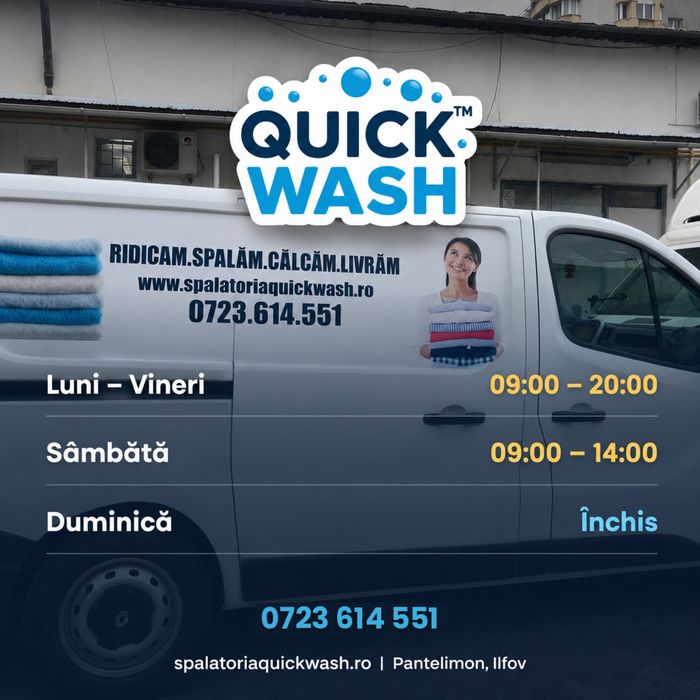 Quick Wash – Comanzi, noi ridicăm, spălăm și livrăm in 24h-48h.