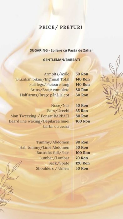 Sugaring , epilare cu zahar, depilare pentru femei si barbati