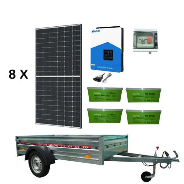 Sistem mobil fotovoltaic pe remorca off-grid,stocare GEL SOLAR 4x200Ah