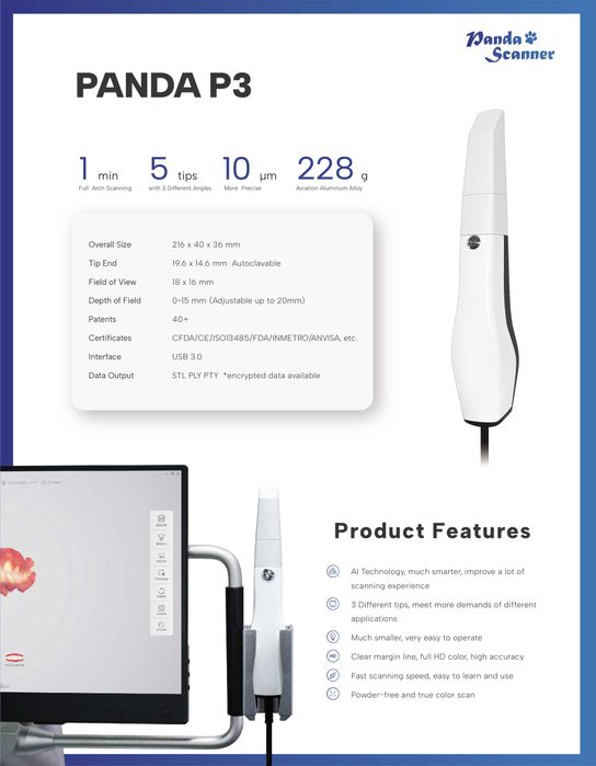 Panda P3 Интраорален 3D Скенер Нов Гаранция