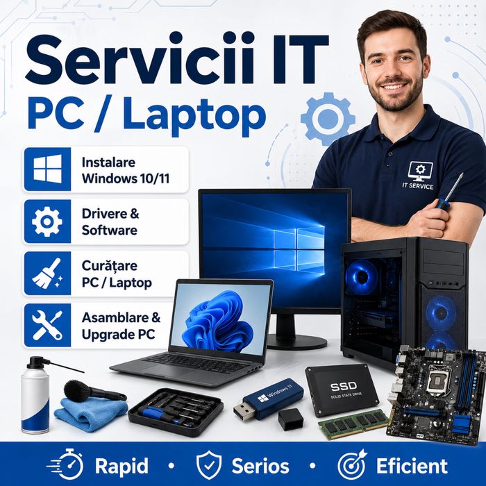 Instalare Windows, drivere, programe, curățare și asamblare PC