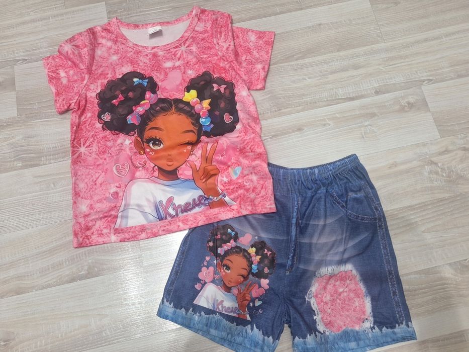 Set fetițe 3-4 ani– Tricou + pantaloni scurți