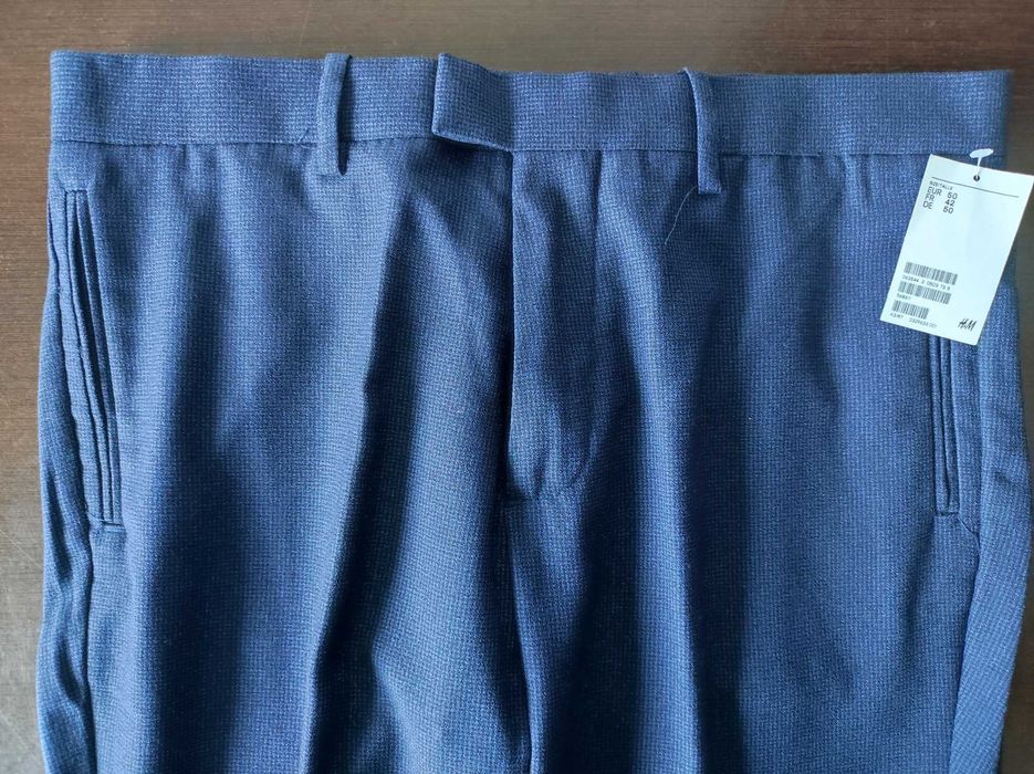 Pantaloni costum slim fit albastru-închis mar. 50 (M) talie=88 cm noi