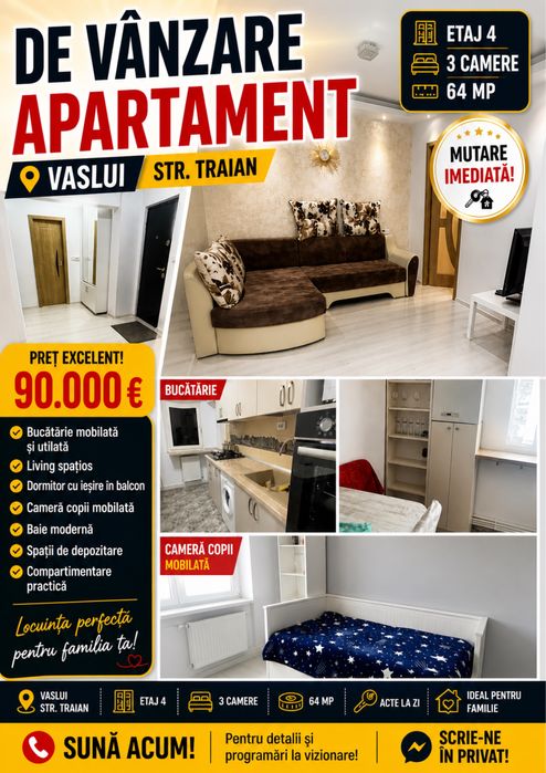 Apartamemt 2 camere, modificat in 3 camere