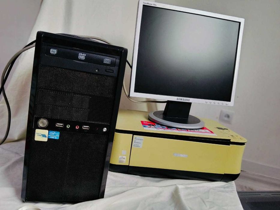 Компьютер, манитор, цветной принтер, простой принтер, клавиш мышка,