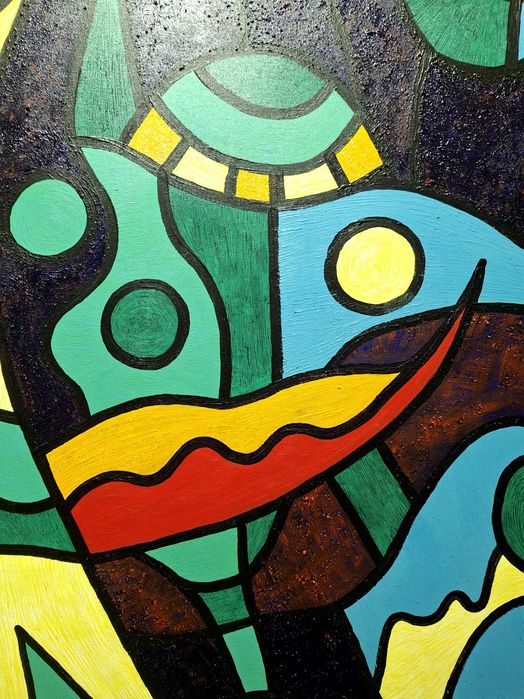 ,,Тих бял Дунав ",акрил върху платно,120см х 120см, оригинал