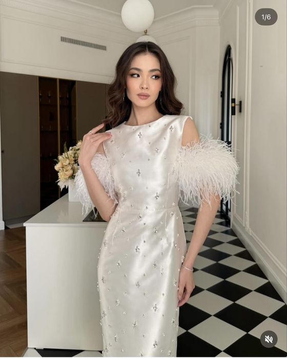 Платье, идеальное, красивое, белое, перья