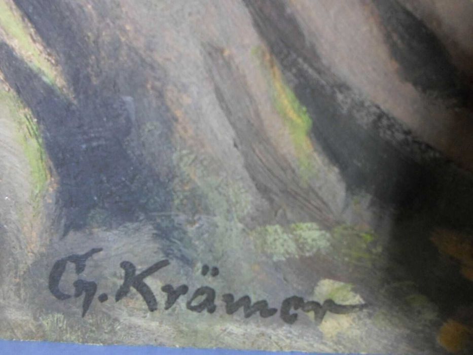 Pictura, ulei pe carton, 1940, semnata G.Kramer