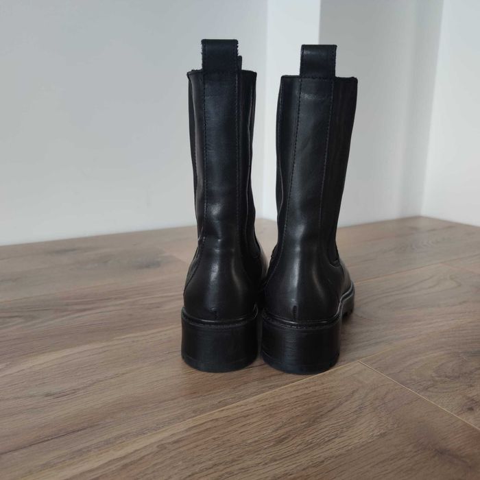 Cizme damă SANMARINA, trei sferturi, piele naturală, negre, 38